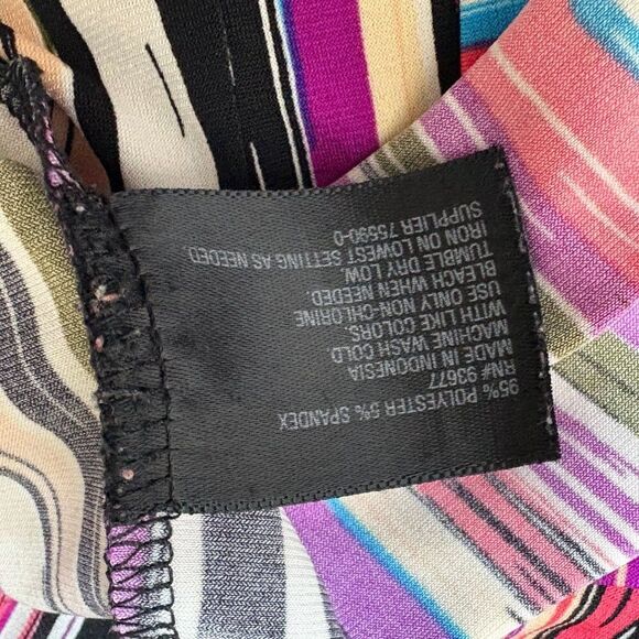 Worthington Multi Color Striped Blouse Cap Sleeve Size Medium Womens - Picture 6 of 7